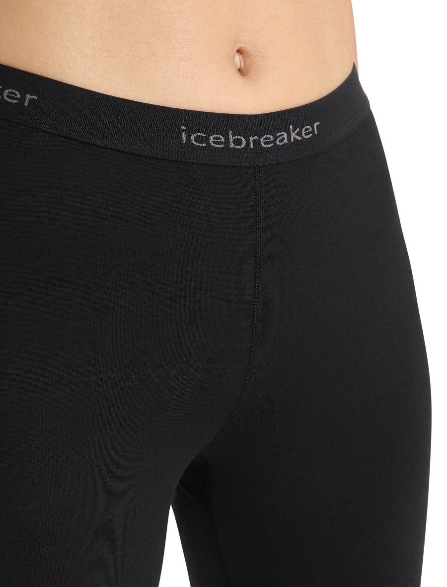 Black Icebreaker Merino 200 Oasis Thermal Women's Leggings | AU 1551NWYB